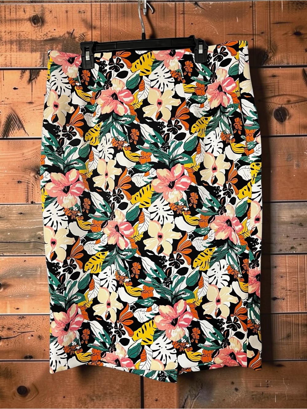 Lane Bryant Tropical Floral Pencil Skirt - Pink, Green & Yellow